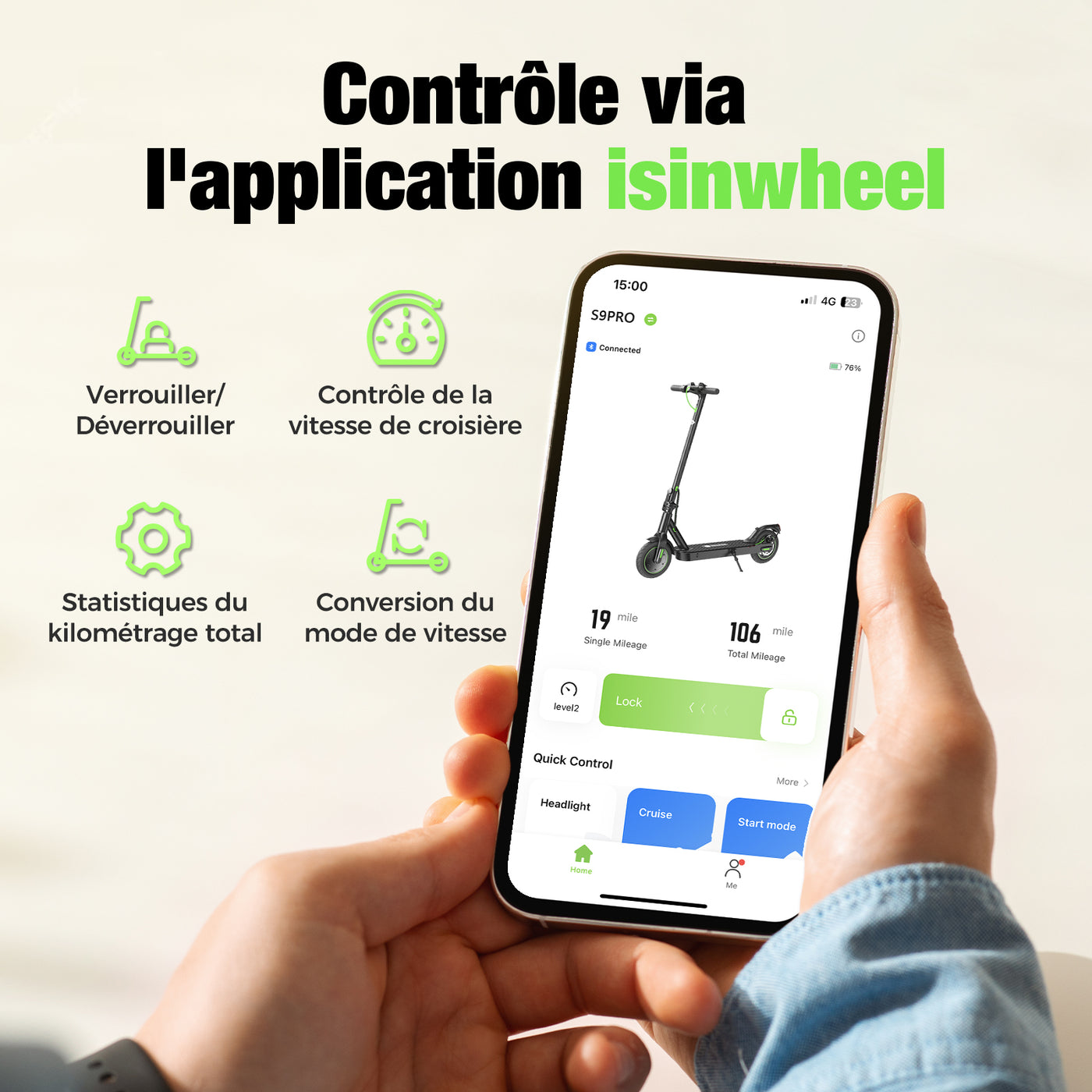 isinwheel® S9Pro Trottinette électrique 350W