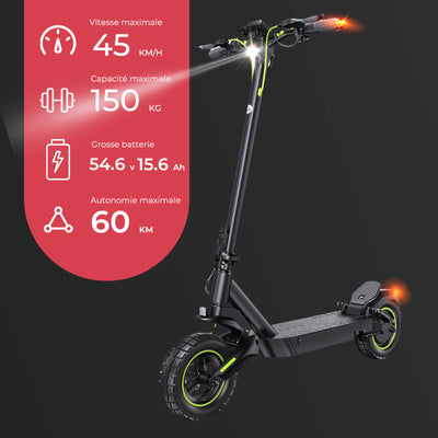 isinwheel® GT2 Trottinette électrique tout terrain 1000W pour adultes et adolescents