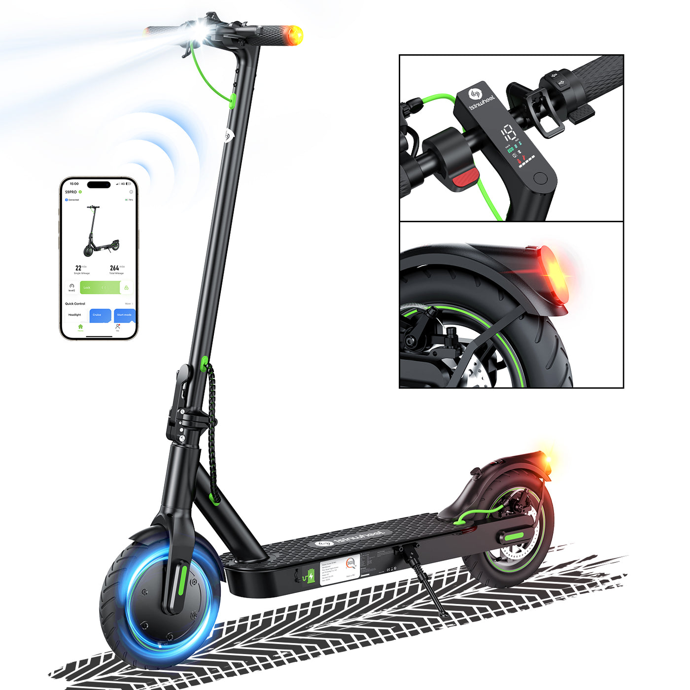 isinwheel® S9Pro Trottinette électrique 350W