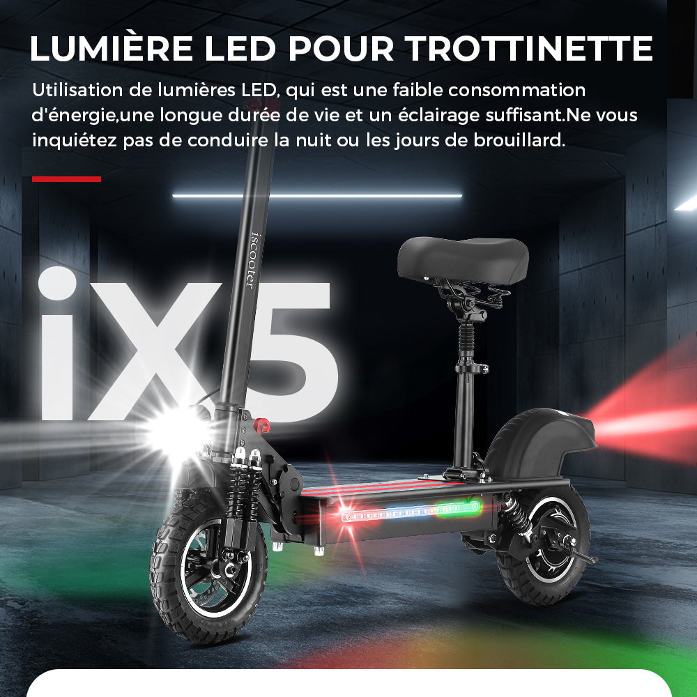 iScooter iX5 Scooter électrique tout-terrain 10 pouces Moteur